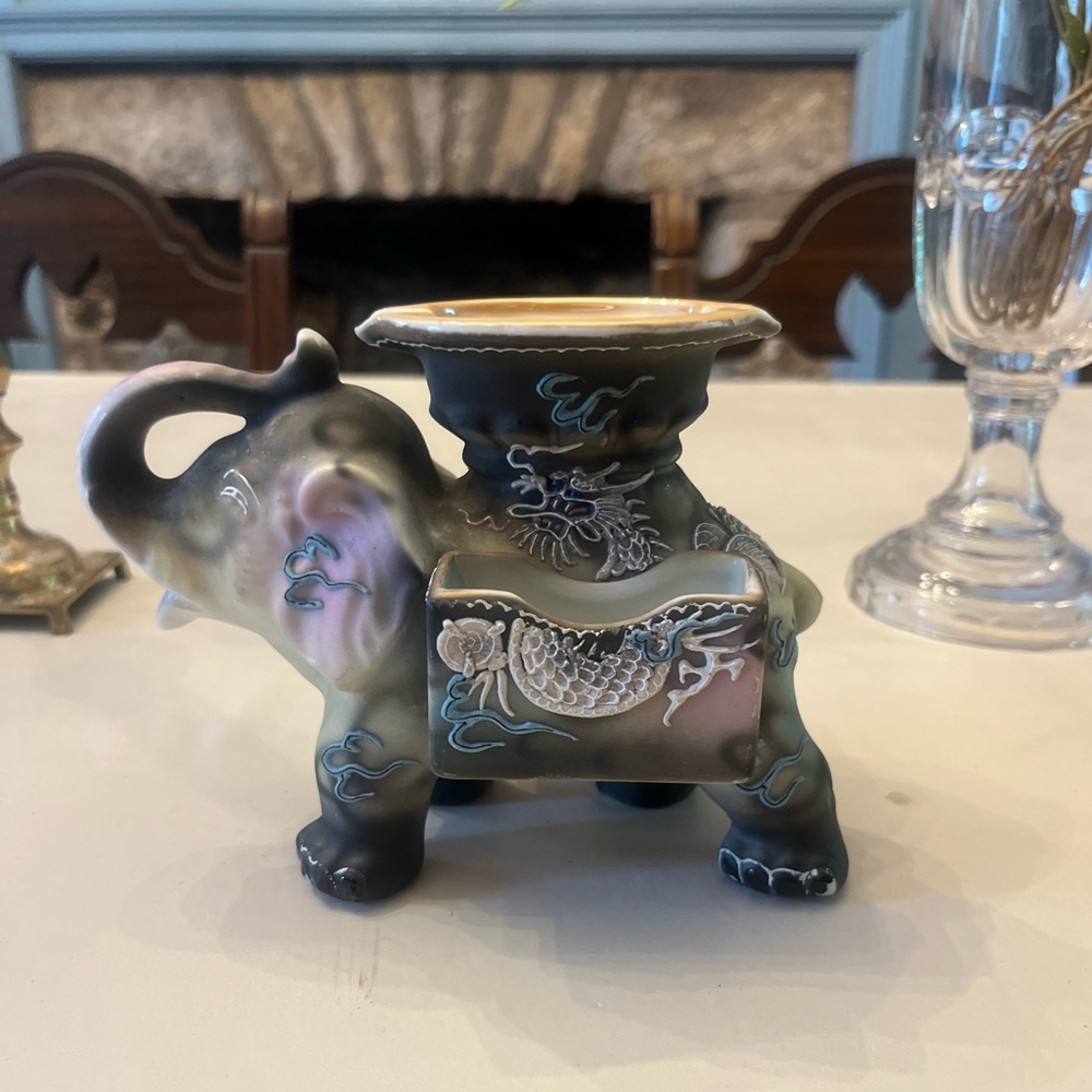 Porcelain Smoke Stand, with Dragon Design, Nippon Japan